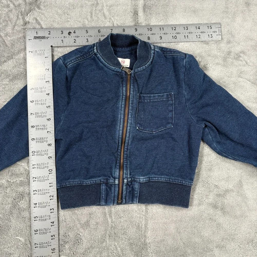 Adriano Goldschmied Toddler 2T Blue Denim Look Full Zip Jacket Cotton Ribbed Hem
